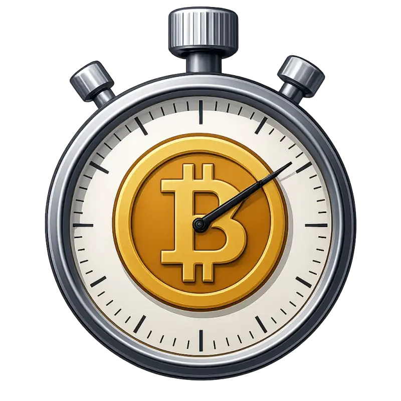 A Bitcoin stopwatch to symbolize the time-sensitivity of a BTC transfer