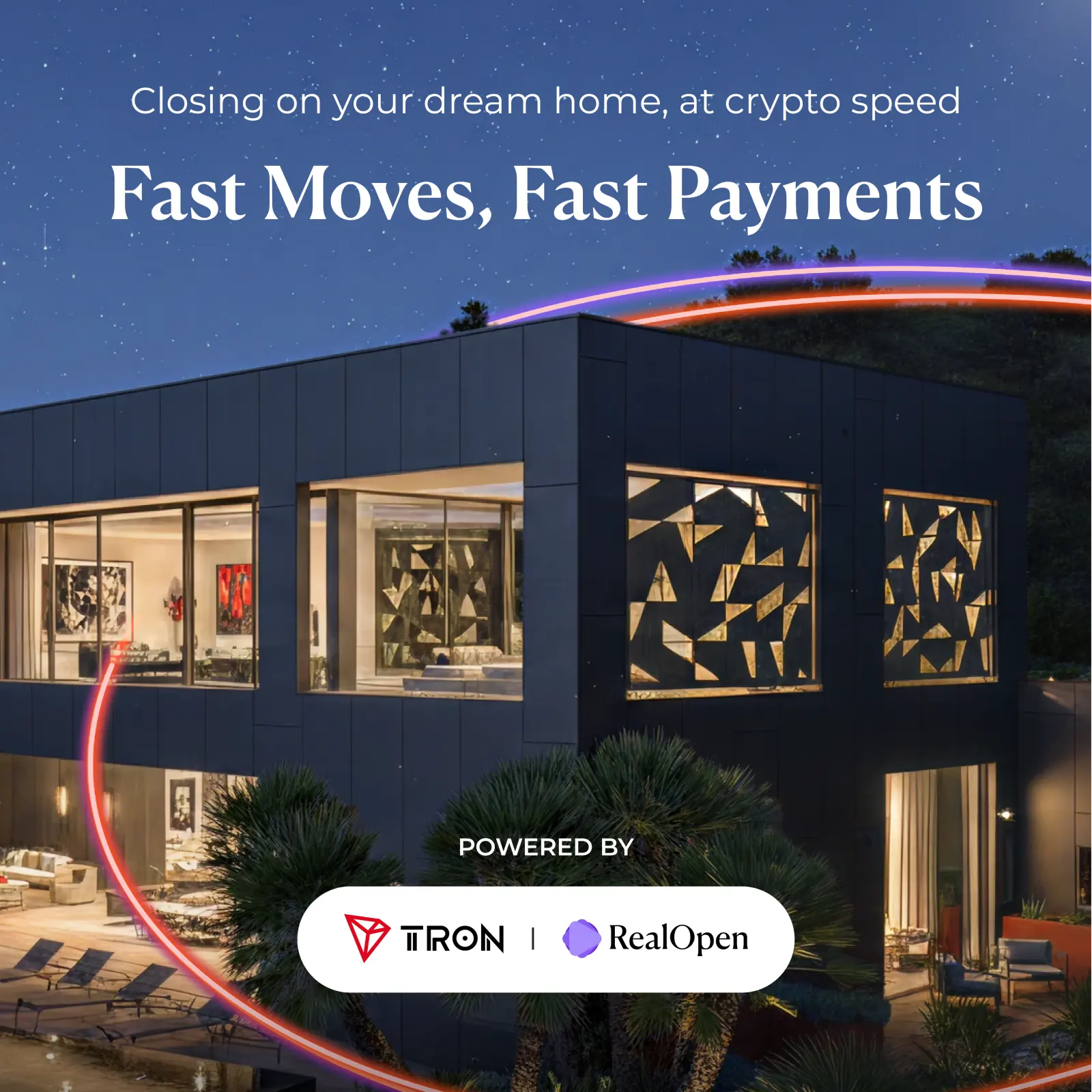 TRON x RealOpen Fast Moves Fast Payments Campaign Visual
